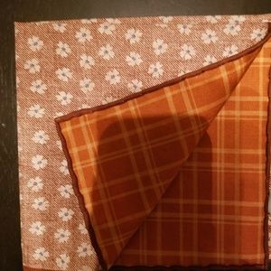 Made In Italy Silk and Cotton Pocket square rust/b